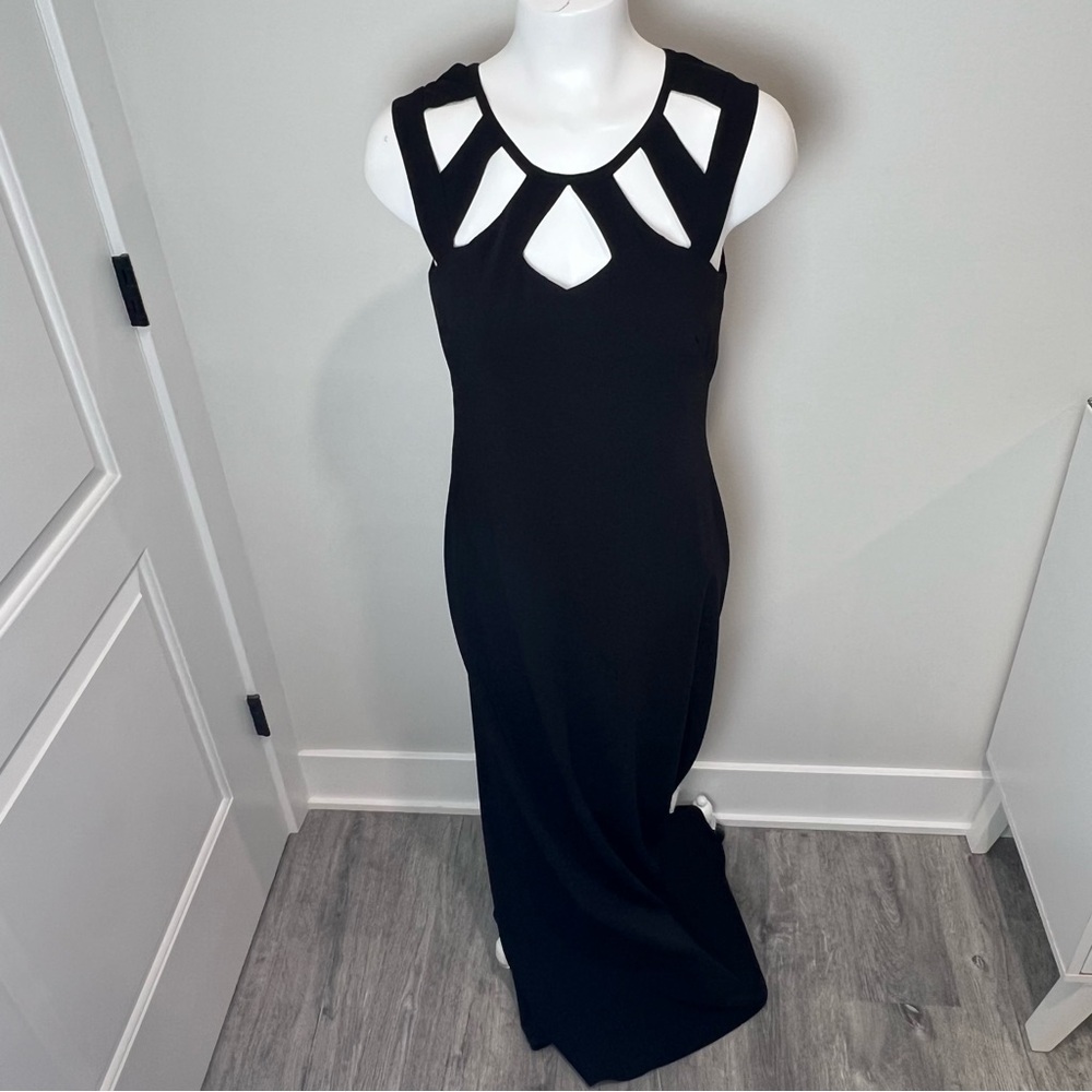 Vera Wang Black and White Sheath Maxi Dress